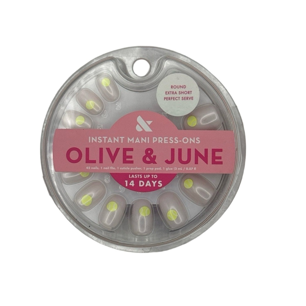 3-Pack Olive & June Press-On Nails Perfect Serve Tennis Balls Extra Short | NIB